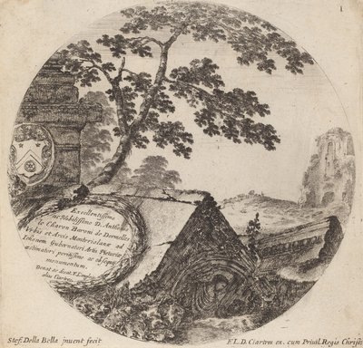 Titelpagina voor Paysages et ruines de Rome, 1646 door Stefano della Bella