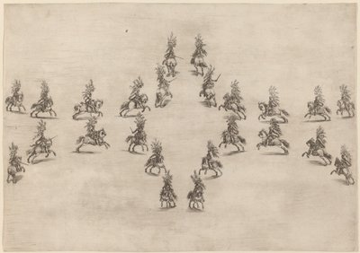 Vierentwintig ruiters in een ovaal, 1652 door Stefano della Bella