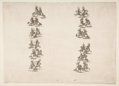 Vierentwintig Ruiters die in Twee Kolommen Vechten, 1652 door Stefano della Bella
