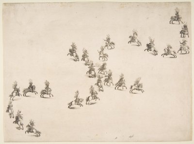 Vierentwintig ruiters vormen een dubbele S, 1652 door Stefano della Bella