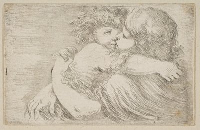 Twee kinderen omhelzen elkaar, ca. 1662 door Stefano della Bella