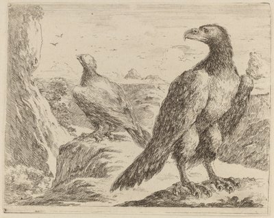 Twee Adelaars, Beiden met Hoofden naar Links Gekeerd door Stefano della Bella