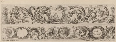 Twee Sierlijke Banden met Cupido en Hoofden van de Vier Seizoenen, waarschijnlijk 1648 door Stefano della Bella
