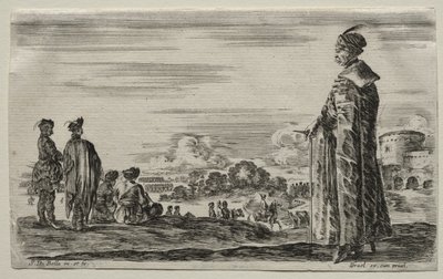Verschillende figuren en landschappen: Een groep Poolse heren door Stefano della Bella