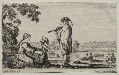 Verschillende Figuren en Landschappen: Een Vioolspeler door Stefano della Bella