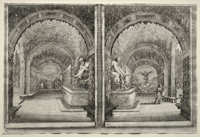 Uitzichten van de Villa van Pratolino: Twee uitzichten van de Grot door Stefano della Bella