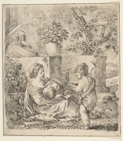 Maagd en Kind met Sint Jan de Doper en Sint Elizabeth door Stefano della Bella