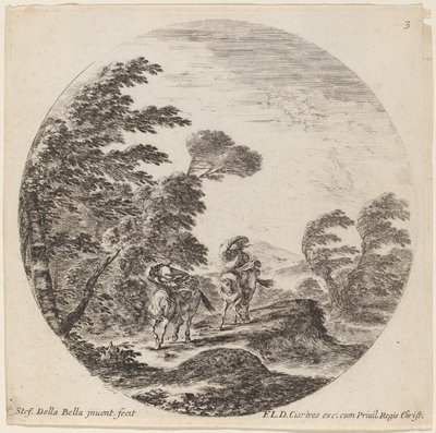 Ruiters in de wind, 1646 door Stefano della Bella