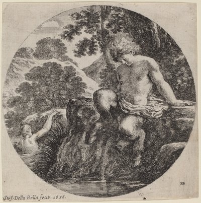Jonge Sater aan de Oever van een Stroom door Stefano della Bella