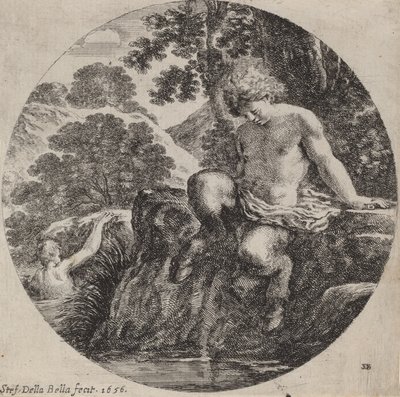 Jonge sater aan de oever van een stroom, 1656 door Stefano della Bella