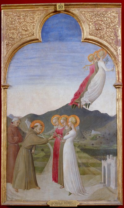 De mystieke bruiloft van Sint Franciscus van Assisi door Stefano di Gionvanni dit Sassetta