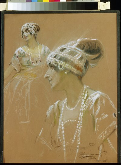 Portret van de ballerina Vera Fokina (1886-1958). door Stepan Fyodorovich Chuprinenko