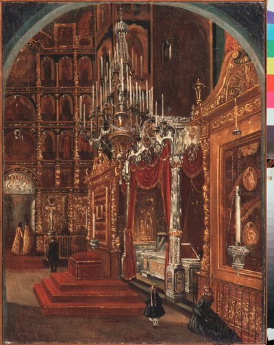 Interieur in de Kathedraal van de Ontslapenis in Jaroslavl door Stepan Mikhailovich Shukhvostov