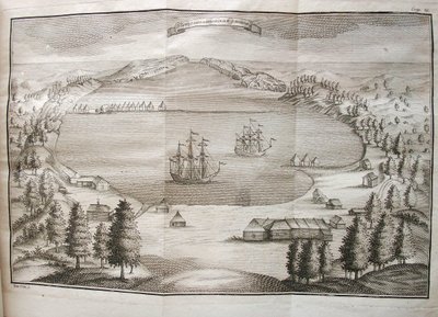 Uitzicht op de haven van Petropavlovsk, 1755 door Stepan Petrovich Krasheninnikov
