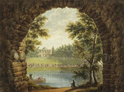 Uitzicht op Dacha van Prins Stroganov nabij Sint-Petersburg door Stepan Philippovich Galaktionov