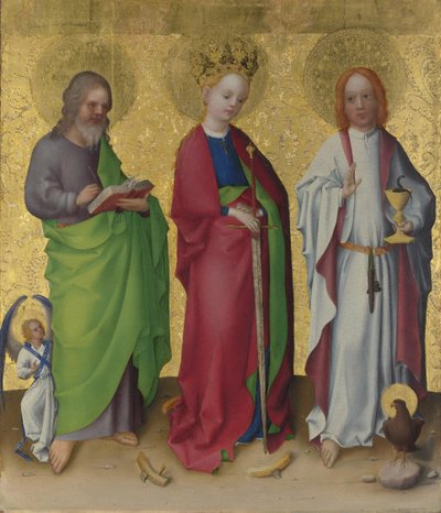 Heiligen Mattheüs, Catharina van Alexandrië en Johannes de Evangelist, c. 1450 door Stephan Lochner