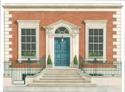 18e-eeuwse Britse deuropening (Georgisch) (inkt en aquarel) door Stephen Conlin