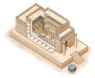 Tempel van Salomo, Jeruzalem, ca. -900--587 (inkt en waterverf) door Stephen Conlin