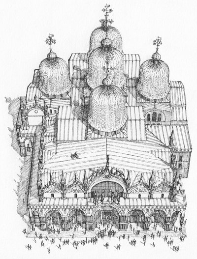 Basiliek van San Marco, Venetië, vanuit de lucht door Stephen Conlin