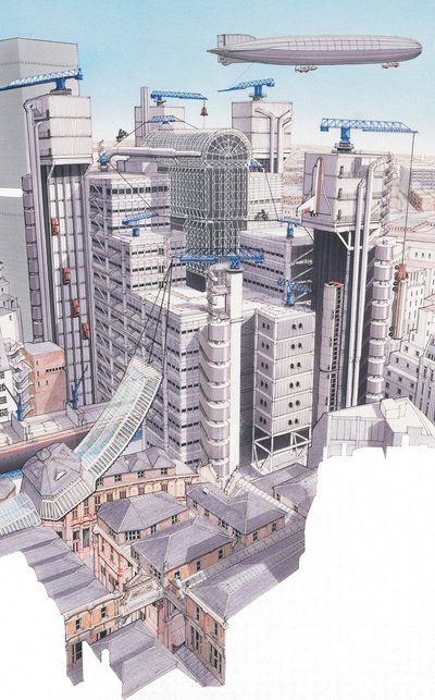 Het Lloyds-gebouw, City of London, ca. 1987-1995 door Stephen Conlin