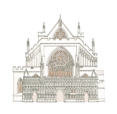 De Westelijke Voorzijde van de Kathedraal van Exeter, Devon, c.1900-2023 door Stephen Conlin