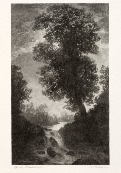 Een waterval bij maanlicht, 1887 door Stephen Greeley Putnam