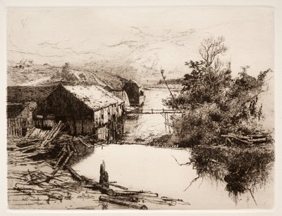 Molens bij Mispek, N.B., 1884 door Stephen Parrish