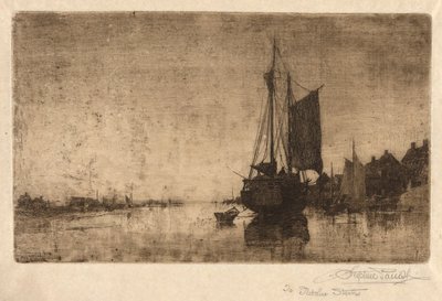 Rivierscène met schip door Stephen Parrish