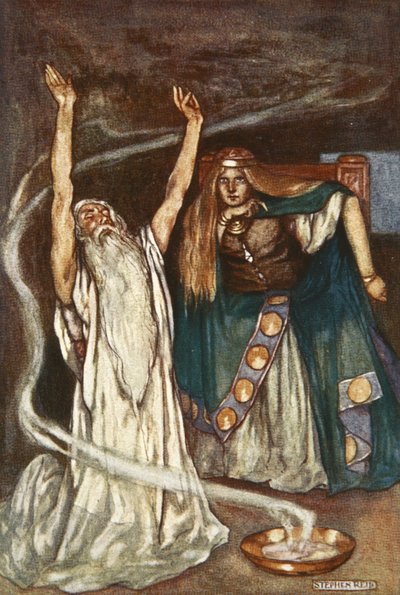 Koningin Maeve en de druïde, illustratie uit 