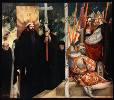 Ontvangst van Saint Augustine door Ethelbert, illustratie uit 