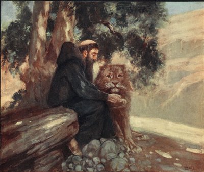 Sint Hiëronymus en de leeuw, illustratie uit 