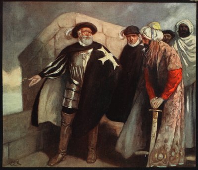 De Witte Kruisridders in het Fort van Sint Angelo, illustratie uit 