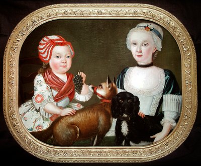Portret van twee jonge meisjes (olie op doek) door Stephen Slaughter