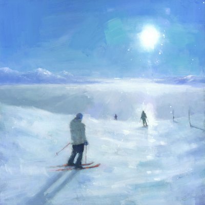 Skiën op Sunny Mountain door Steve Mitchell