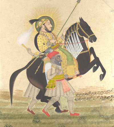 Maharana Sangram Singh die een Prijs Hengst Berijdt, ca. 1712 door Stipple Master