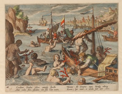 Vissen naar Koraal. Uit de serie Venationes Ferarum, Avium, Piscium door Stradanus