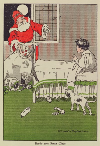 Bertie ziet de Kerstman, boekillustratie door Stuart Barker