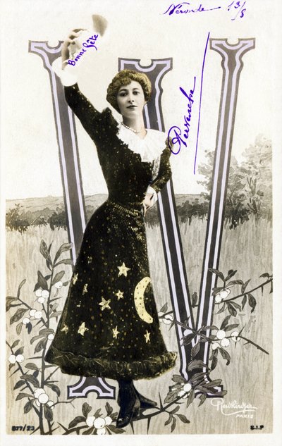W: Liane De Pougy, danseres en courtisane uit de Belle Epoque - alfabet in ansichtkaart door Studio Reutlinger