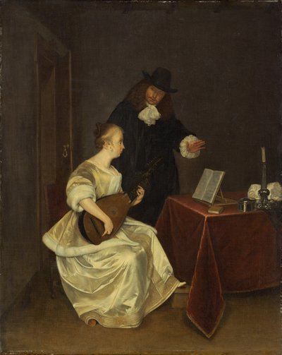 De Muziekles door Studio of Gerard ter Borch the Younger