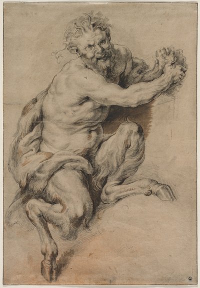 Een Faun die een Tros Druiven Grijpt door Studio of Peter Paul Rubens