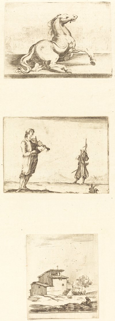 Blad met Etsen door Style of Jacques Callot