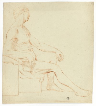 Zittend Academisch Mannelijk Naakt door Style of Jacques Louis David