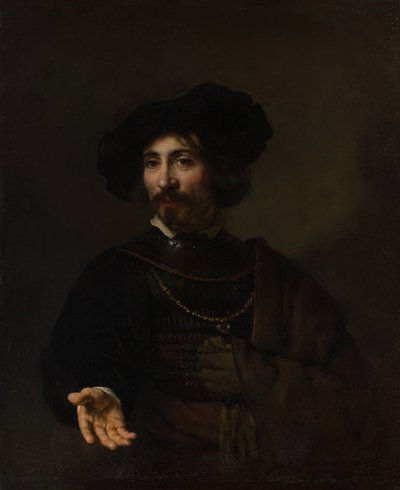 Man met een stalen gorget door Style of Rembrandt