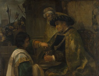 Pilatus wast zijn handen door Style of Rembrandt