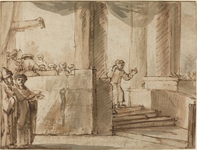 Judas Verlaat de Hogepriester door Style of Rembrandt van Rijn