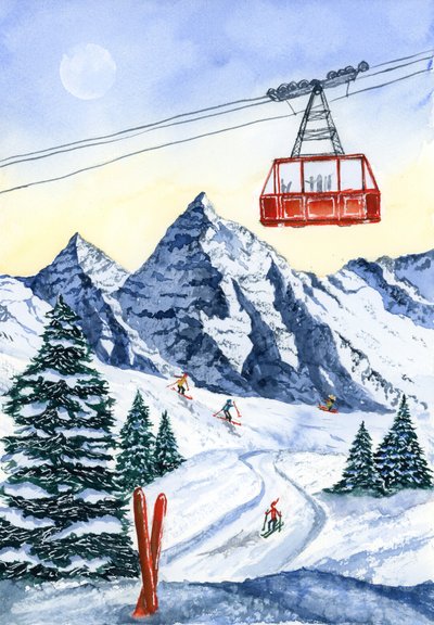 Skiën in de winterbergen door Suchi Deb