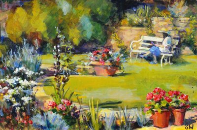 Lezen in de tuin door Sue Wales