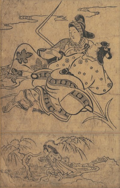 Aan de rand van de rivier Akutagawa uit de verhalen van Ise door Sugimura Jihei