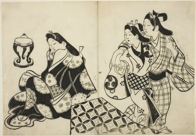 Liefhebbers die een kamer verlaten door Sugimura Jihei