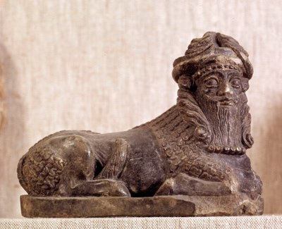 Oosterse oudheid: stier Pie androcephale. Bronzen en zilveren beeldje. Sumerische periode. Uit Sumer. Parijs, Louvre Museum door Sumerian Sumerian